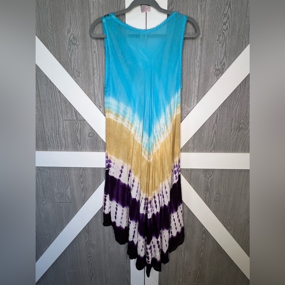 286. Ace Fashion Print Umbrella Multicolor Sleeveless Dress O/S - Picture 2 of 8